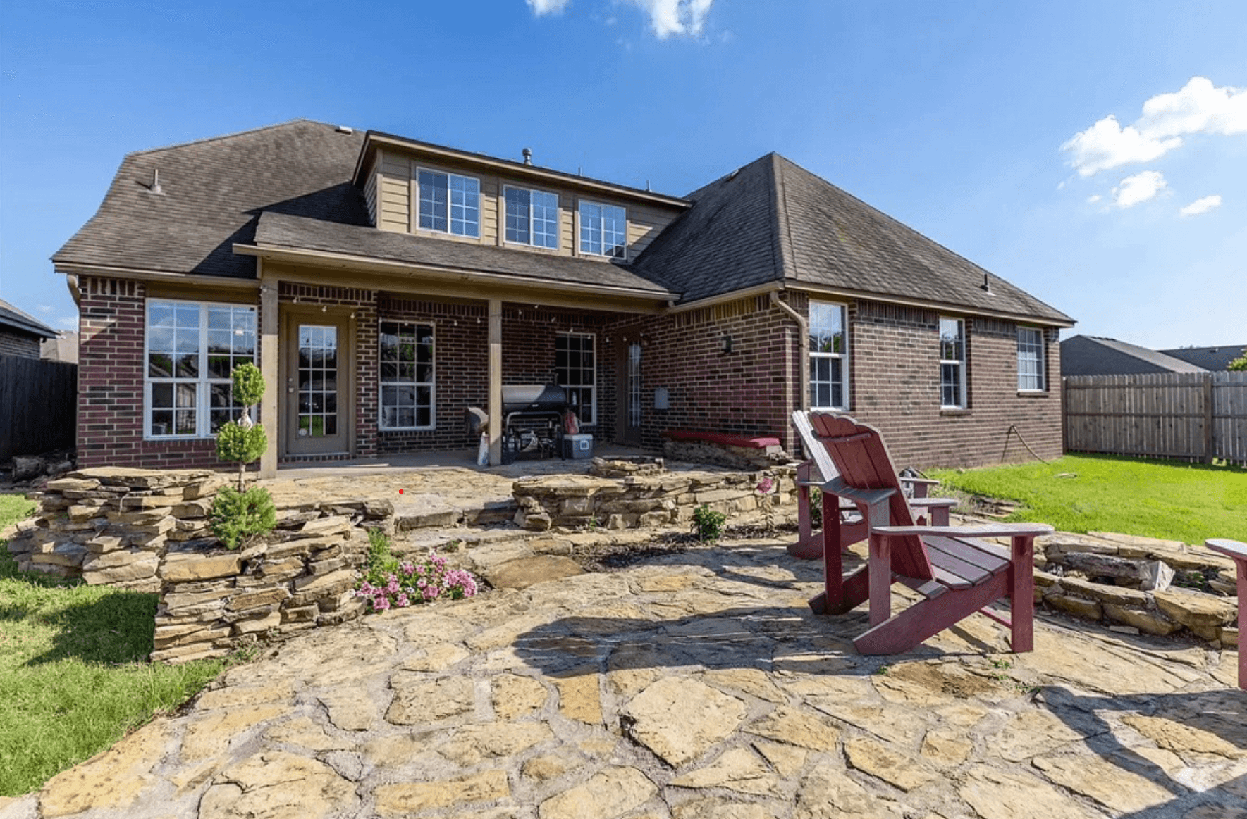 Decorative stamped concrete back porch