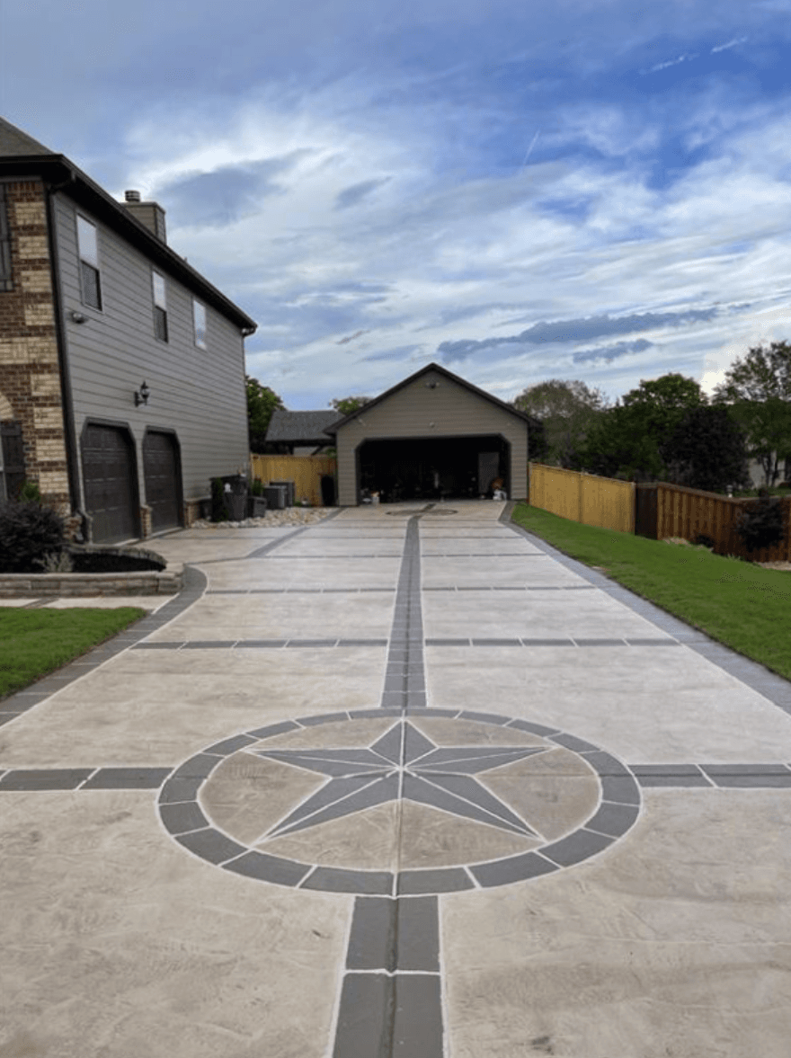 Stamped concrete driveway